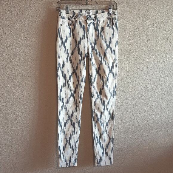 PAIGE Jeans Verdugo Ultra Skinny Jean Alexandria Ikat Blue White Aztec Print 26 - Picture 3 of 15